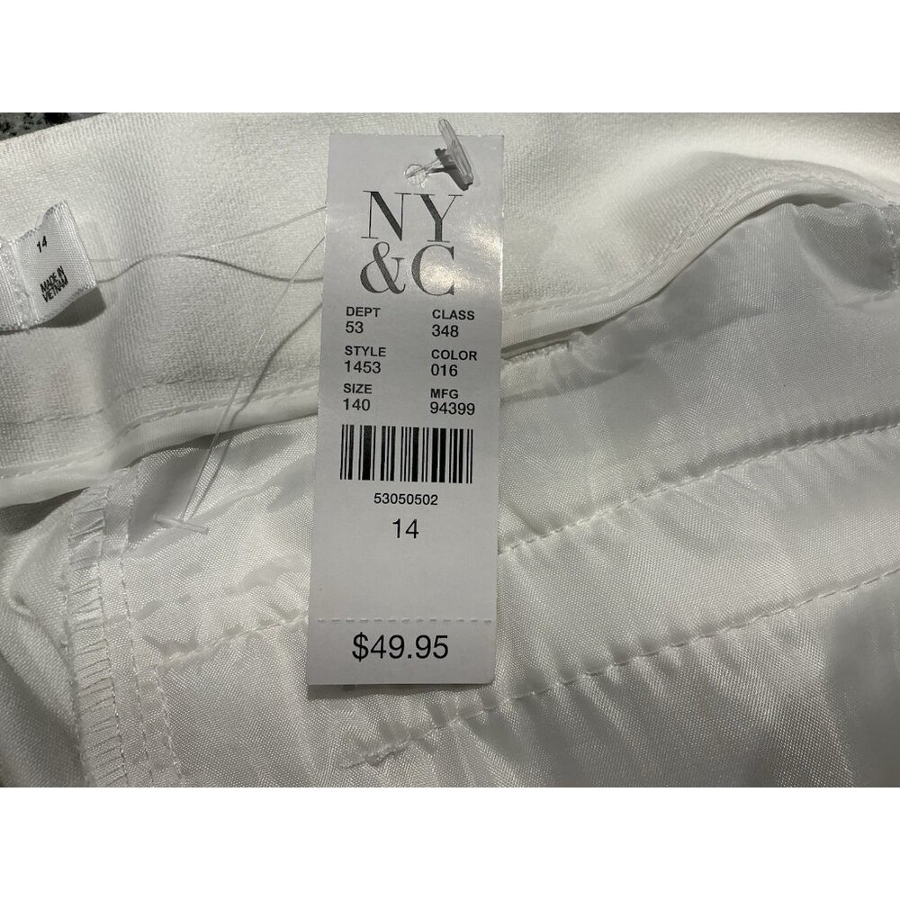New York & Company Audrey Slim Leg Crop Women's 4 Way Stretch Size 14 White NWT - Picture 11 of 12